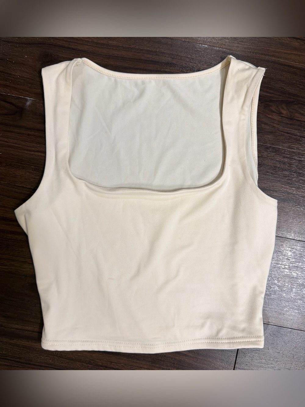 SHEIN Cream Square-Neck Crop Tank